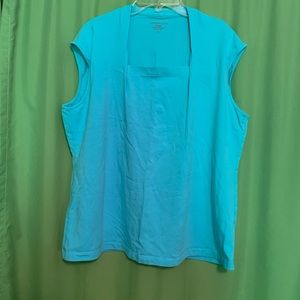 Turquoise Square Neck Top